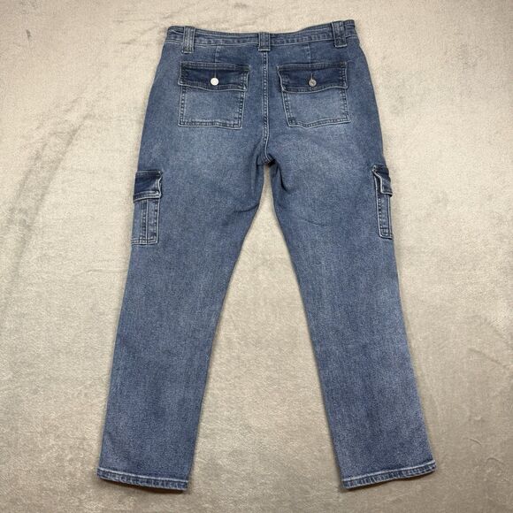 KanCan Jeans Women's 9/28 Blue Medium Wash Avery High Rise Cargo Pocket Casual - Picture 2 of 12